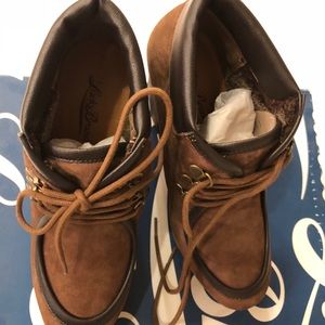 Lucky Brand Faux Suede Brown Ankle Boots